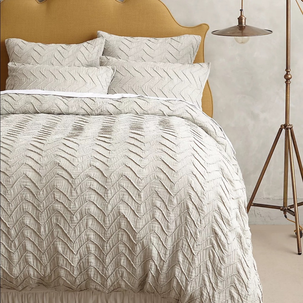Anthropologie Chevron Queen Duvet & Shams